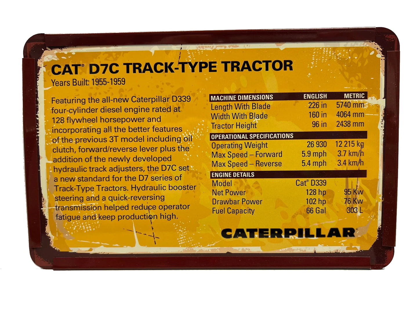 Vintage 1:50 CAT D7C Track Type Tractor