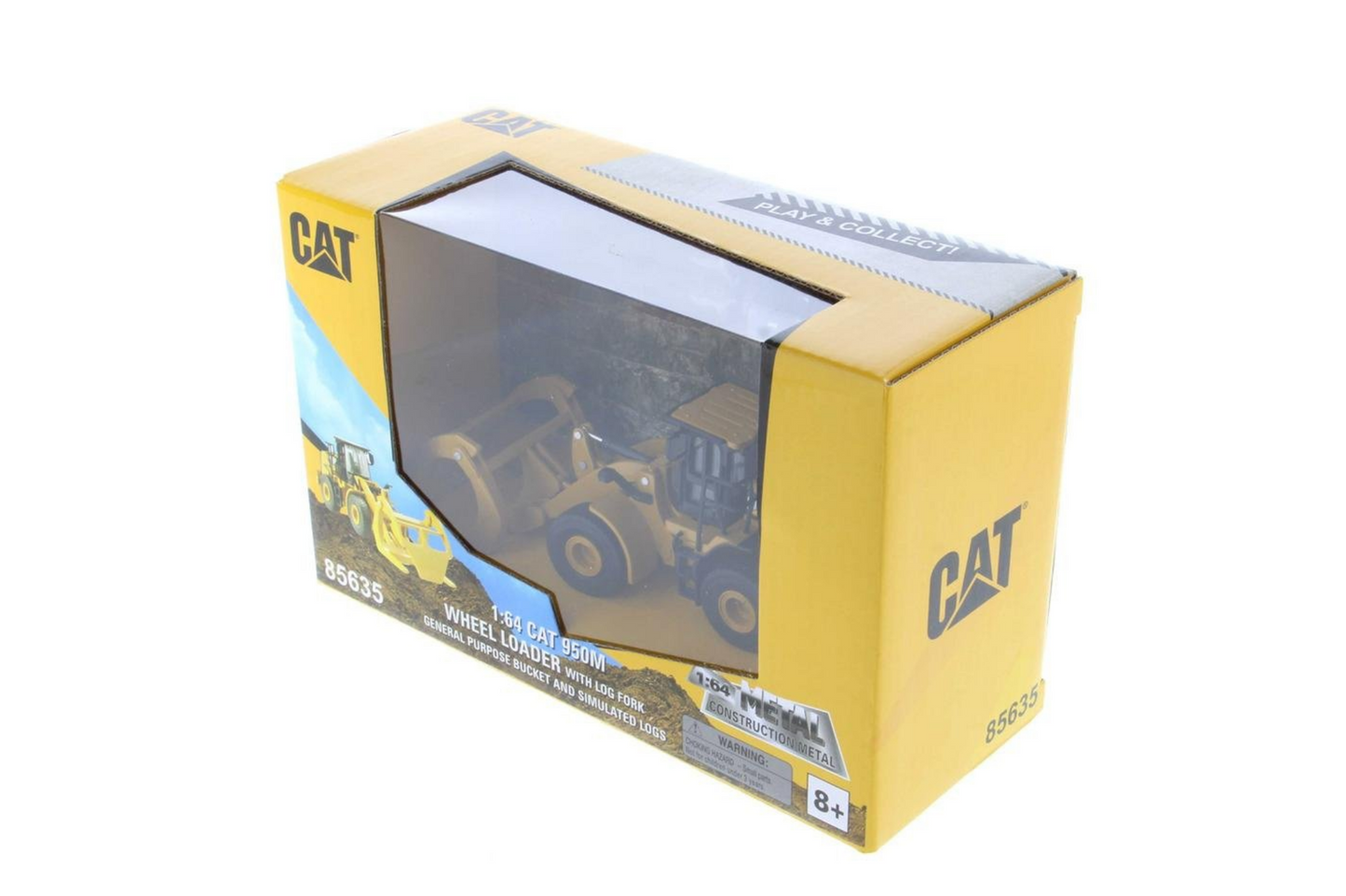 1:64 Cat 950M Wheel Loader with Log Fork + Bucket Attachment (Comes with 2 Log Poles)