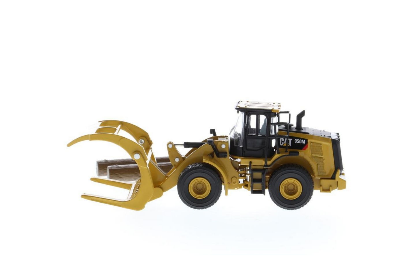 1:64 Cat 950M Wheel Loader with Log Fork + Bucket Attachment (Comes with 2 Log Poles)