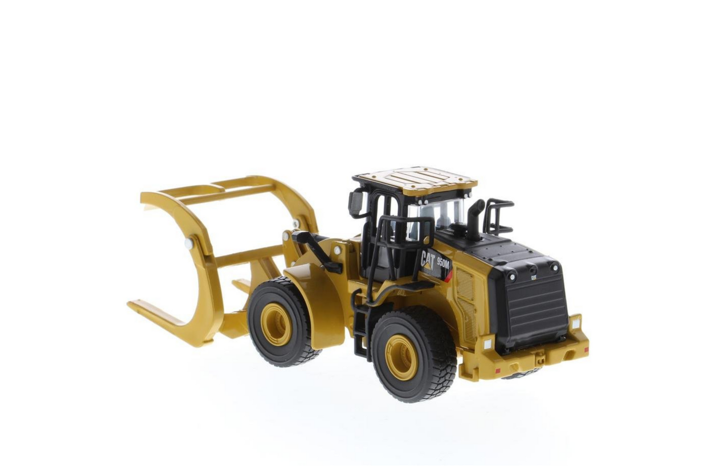 1:64 Cat 950M Wheel Loader with Log Fork + Bucket Attachment (Comes with 2 Log Poles)