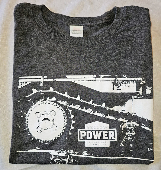 Yellow Power Caterpillar Community Grey T-Shirt