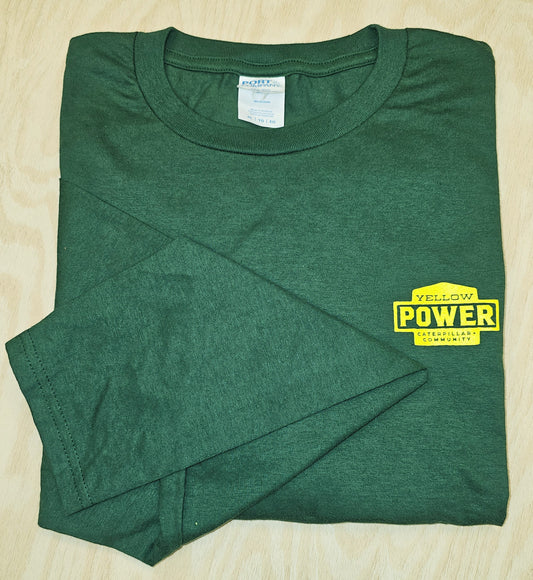 Yellow Power Caterpillar Community T-Shirt - Dark Green