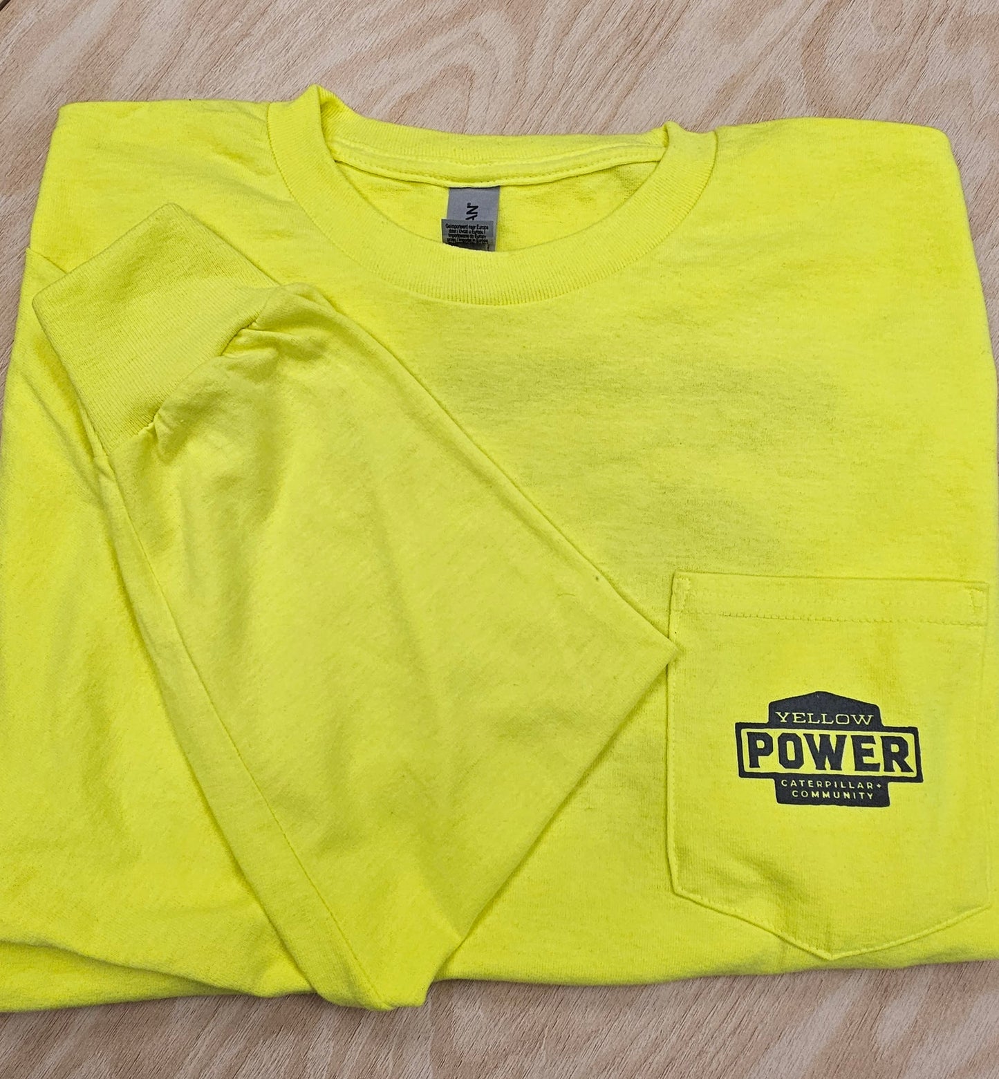 Yellow Power Caterpillar Community T-Shirt, Long Sleeve - Safety Green